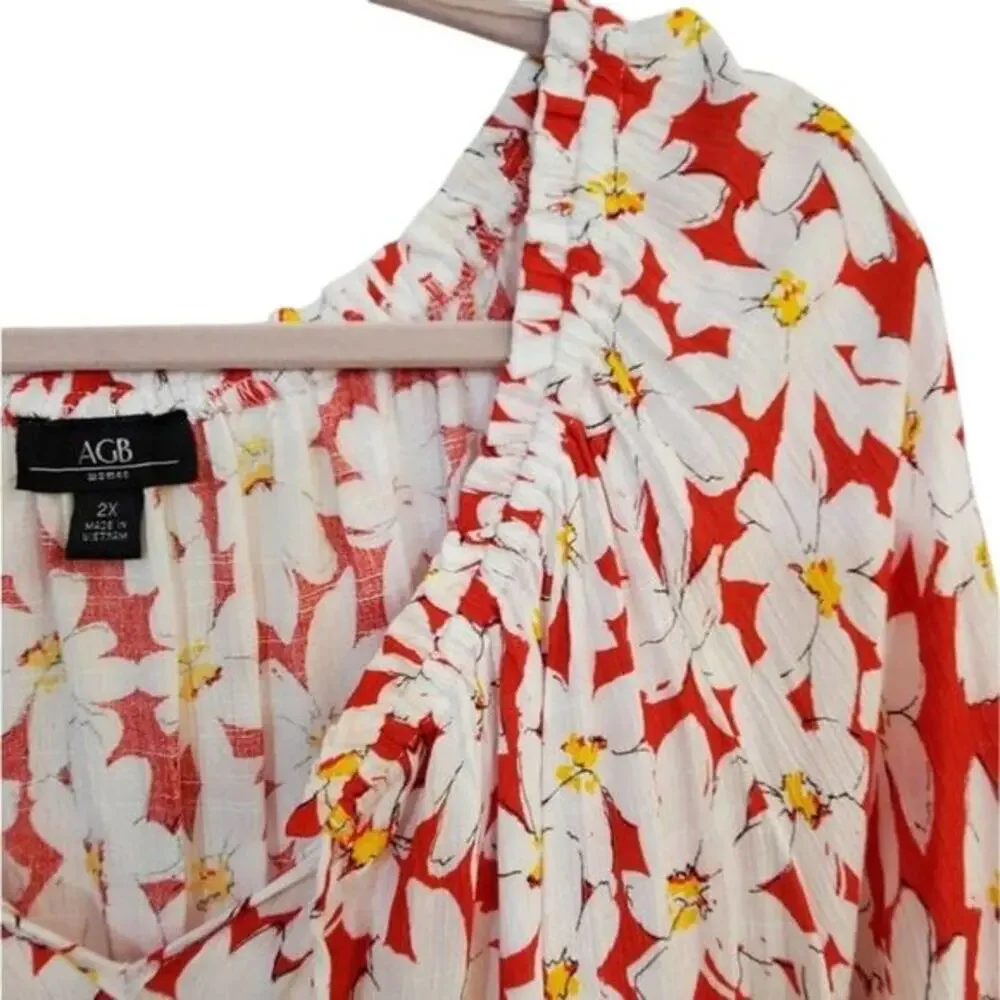 New daisy floral off‎ shoulder peasant blouse plus